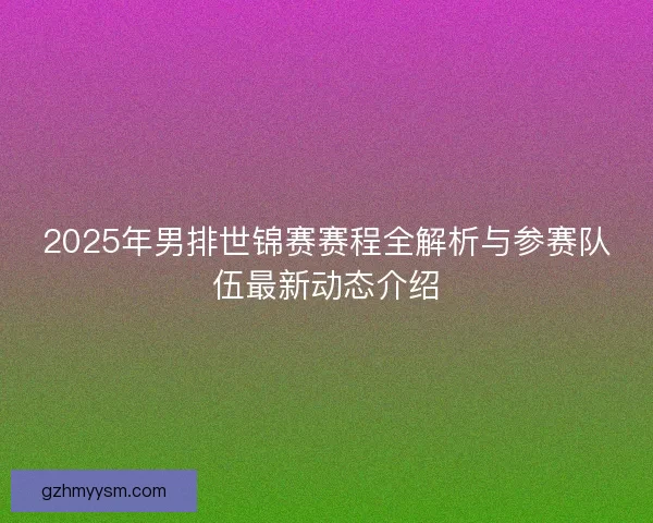 2025年男排世锦赛赛程全解析与参赛队伍最新动态介绍