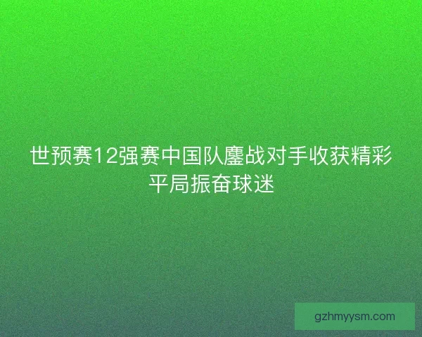 世预赛12强赛中国队鏖战对手收获精彩平局振奋球迷