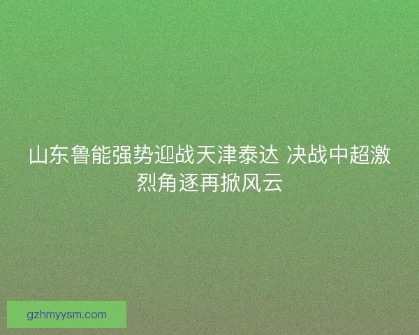 山东鲁能强势迎战天津泰达 决战中超激烈角逐再掀风云