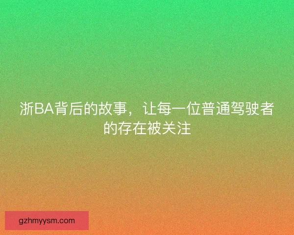 浙BA背后的故事,让每一位普通驾驶者的存在被关注 浙BA背后的故事,让每一位普通驾驶者的存在被关注
